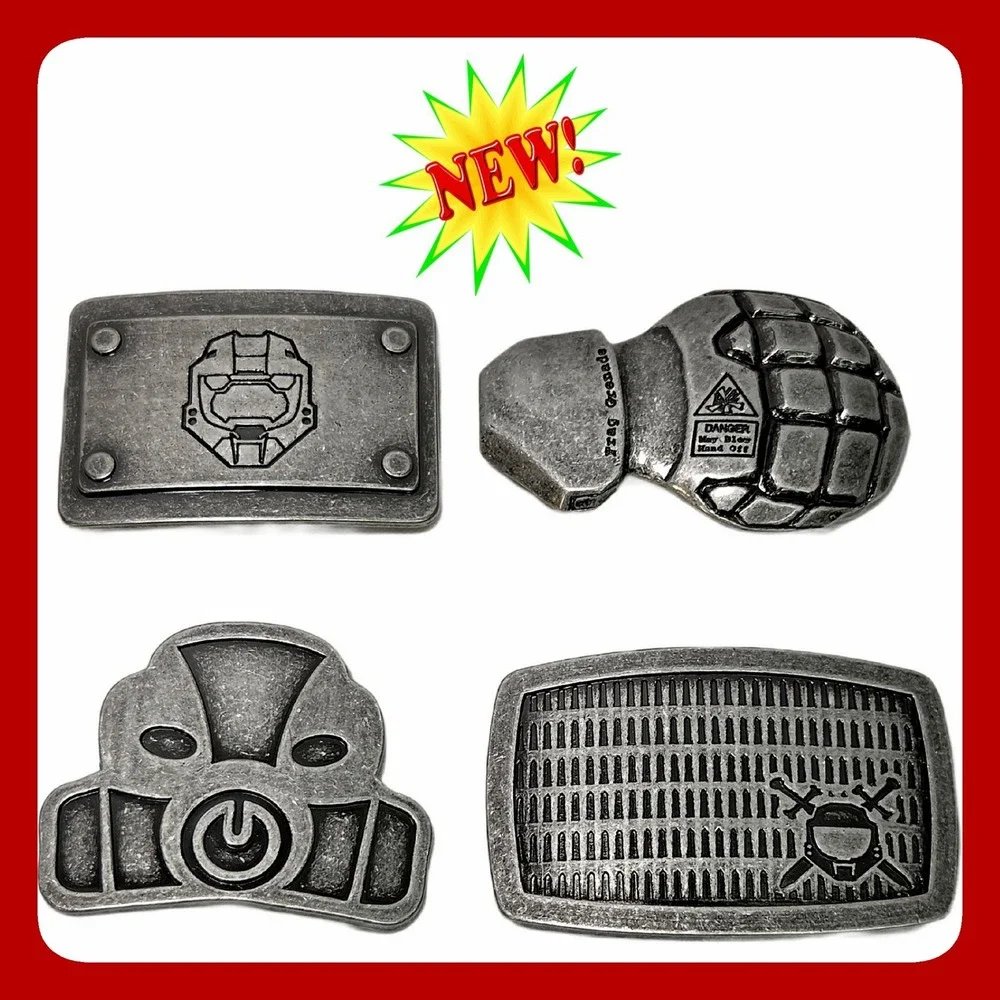 Enmon Halo Belt Buckle 4 Piece Set Master Chief Frag Grenade Grunt Noble Team